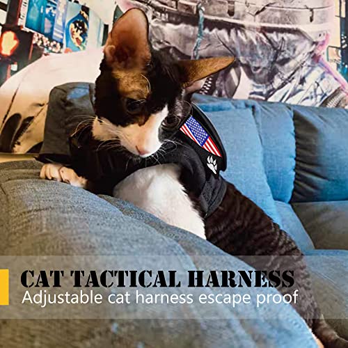 Tactical Cat Harness for Walking Escape Proof, Adjustable Military K9