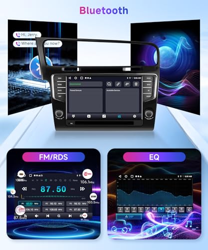【Dab】 2G+64G Android Car Radio for VW Golf 7 2013-2017, 9 Inch Touch Screen Car Radio Wireless Carplay Android Auto Navi GPS WiFi Mirror Link Bluetooth FM/RDS/DVR/EQ/SWC Backup Camera