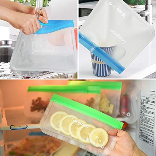 Reusable ziplock Bags,longzon【10 pack】Sandwich bags, Reusable food