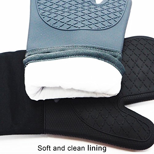 Heat Resistant Kitchen Oven Mitts 500 Degrees with NonSlip Silicone