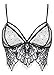 Wink Gal Women's Floral Strappy Longline Sheer Lace Bralette Transparent Fringe Tank Cami Crop Tops Black Small