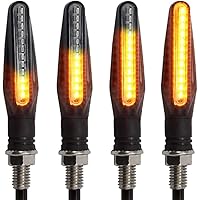 BlyilyB Universal Flowing Waterproof Motorcycle Motorbike LED Turn Signal Indicator Blinker Amber LED Light (Pack of 2)