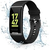 Kirlor Fitness Tracker, Waterproof Color Screen Smart Bracelet with Heart Rate Blood Pressure Monitor,Smart Watch Pedometer Activity Tracker Bluetooth for Android &amp; iOS (Black)