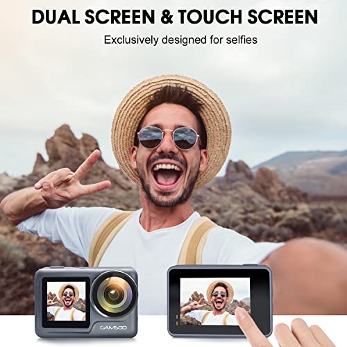 GAMSOD Upgraded 4K60FPS 20MP WiFi Action Camera with Front LCD & Touch