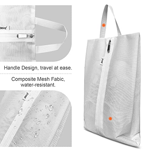 Shoe Bags for Travel, TPU Water Resistant Shoe Storage Organizer Shoe Pouch with Zipper for Men Women Kids (White)