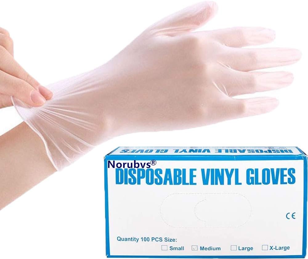 Disposable Gloves，Clear Clean Gloves, Latex Free，Powder Free，Safety Protective Multipurpose Safe Rubber Gloves，for Cleaning Supplies, Home Kitchen and Food Safe， Work，Finishing （100 pcs） (S)