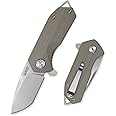 KUBEY Campe KU203 Folding Pocket Knife Compact Everyday Carry with 2.4" Tanto Balde and G10 Handle with Flipper Open for Camping Hunting and Outdoor (Striped Beige)