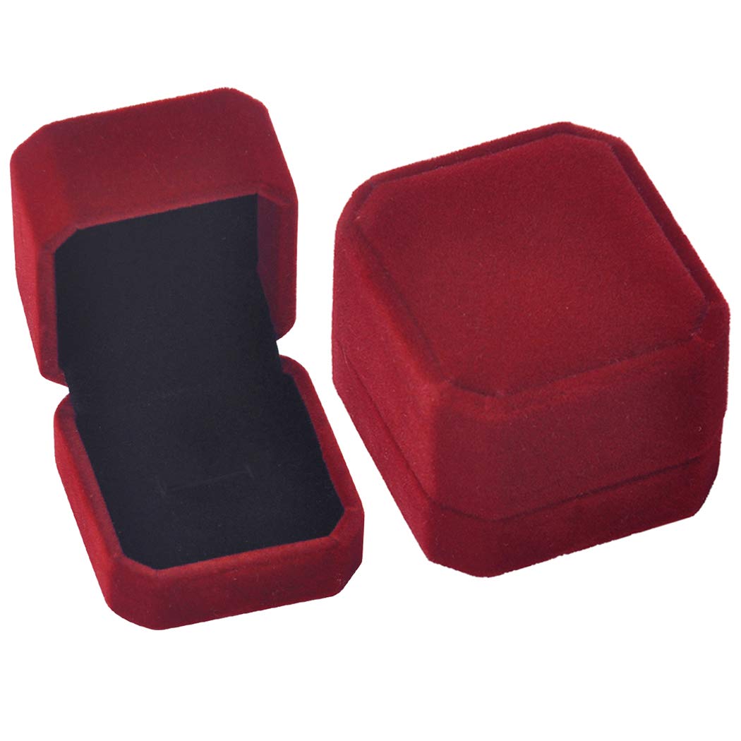 iSuperb Light LED Ring Boxes Jewelry Box Earrings Pendant Ring Gift Box Engagement Wedding Ring Boxes Jewelry Display Packaging Organizer Case (2Pcs Ring boxes)