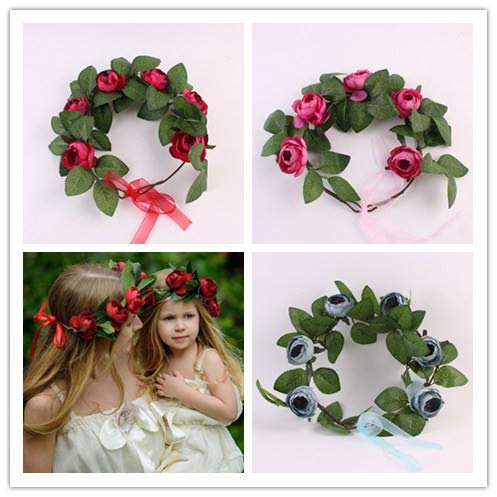 Women Girl Flower Headbands Rose Floral Crown Wreath Garland Headpiece Wedding Festival Party