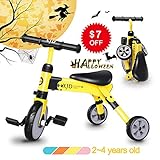 2 en 1 enfants Glide Tricycles Toddler Tricycle Baby Balance Bike Trike pour 2 ans et plus Garçons Filles Cadeau Enfants Bike Trike Tricycle Enfants 2-4 ans Toddler Bike Trike Enfants Balance Balance (Jaune)