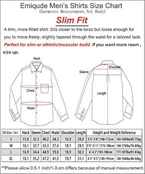 slim fit shirt size chart