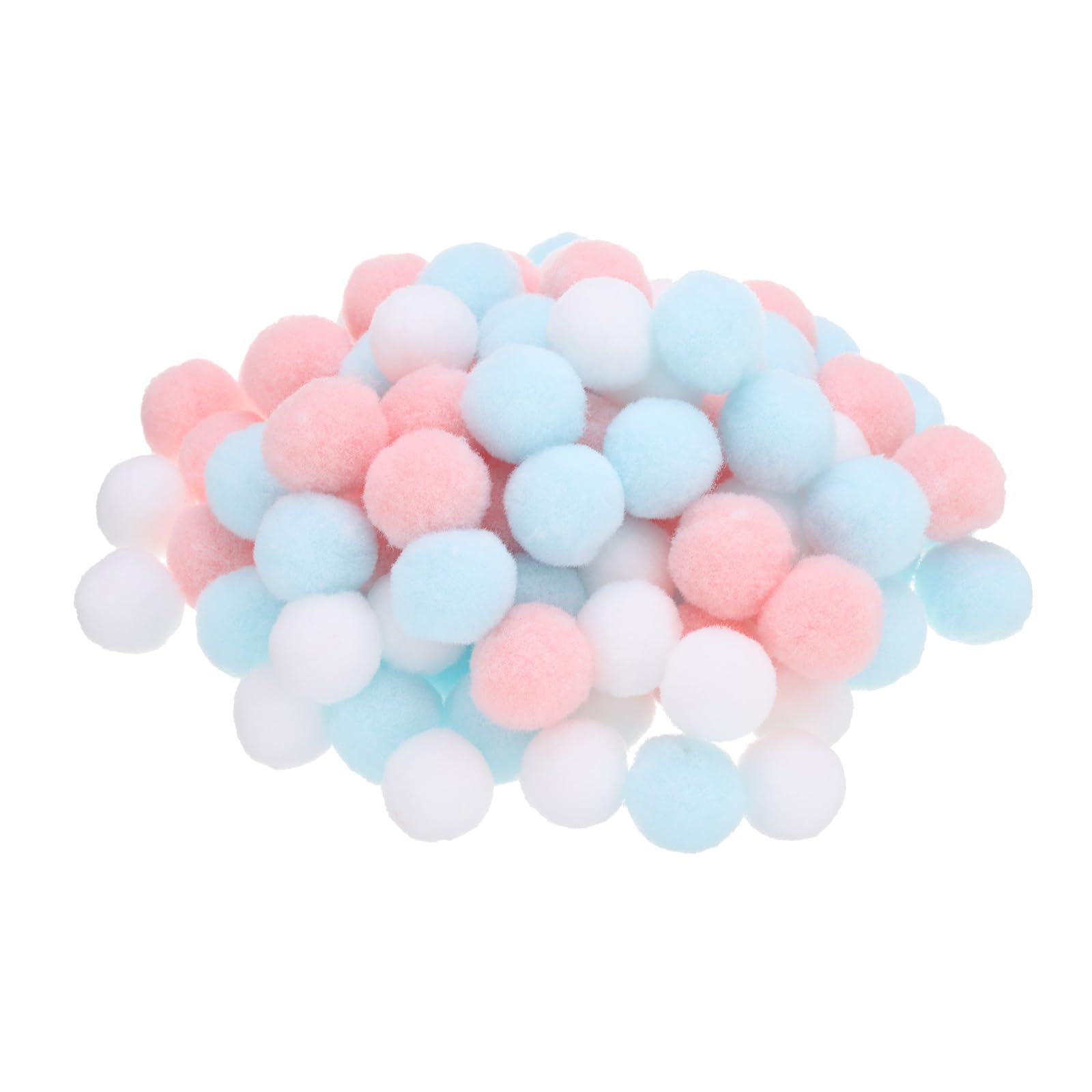 PATIKIL 0.8 in Pom Poms for Crafts, 200Pcs Fuzzy Pastel Pom Pom Balls for Art Supplies DIY Creative Craft Material Handicraft Decorations, Light Pink, Blue, White