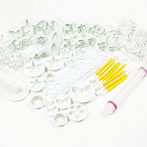 DeliaWinterfel57 Pieces Cake/Cookie Decorating Sugarcraft Cutters, Smoothers and Plungers - Flower Leaf Shapes by DELIAWINTERFEL