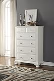 Roundhill Furniture B012C Laveno Wood 5-Drawer Chest, White