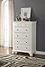Roundhill Furniture B012C Laveno Wood 5-Drawer Chest, White