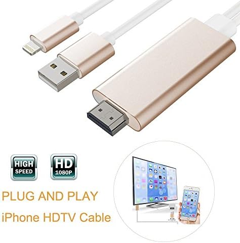 Lightning to Hdmi Cable, PTView Upgraded Plug and Play Digital AV Adapter for Select iPhone 7/6/5 iPad Pro and iPod Models