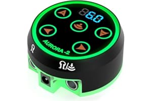 AURORA TATTOO Aurora II Professional Tattoo Machine Power Supply- Touchscreen, Digital Display & Color LEDs (Black)