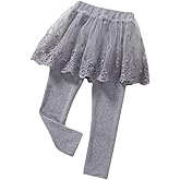 BGMINGYI Baby Girls Footless Leggins with Tutu Ruffle Lace Flower Skirt Toddler Cotton Pantskirt for 1-7 Years Old