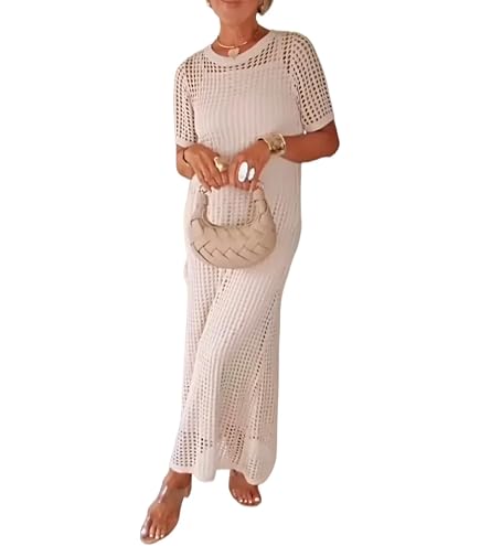 two piece crochet dress Women's Round Neck Hollow Air Quality Two-Piece Dress, Summer Short Sleeve Cover Up, Vacation Resort Beach Maxi Dresses (Apricot,Small) at Amazon Women's Clothing store ss26party Pink Lily Andrea Red %0D%0A%0D%0A%26nbsp%3B%0D%0A%0D%0A%26nbsp%3B%0D%0A*%26nbsp%3BOrder%20one%20size%20up%20for%20a%20relaxed%20fit US Size:Custom size