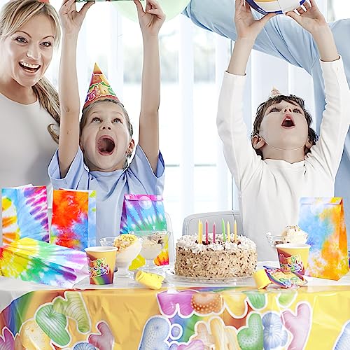 JOHOUSE 54PCS Tie Dye Paper Bags, Party Gift Bags Camouflage Treat Bags Goody Bags Tie Dye Party Accessories for Party Favors Kids Birthday Party