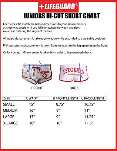 LIFEGUARD Juniors Size Hi-Cut Short (Large, Red)