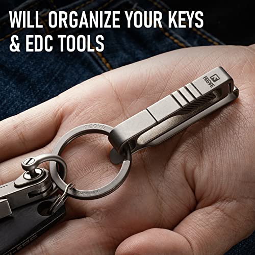 FEGVE Titanium Belt Key Holder With Detachable Titanium Key Ring,Belt