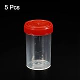 PATIKIL 60mL Sample Cups 5 Pack Clear Red Leak Proof Screw Cap Lab Home view 3
