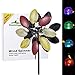 Solar Wind Spinner 7 Foot Tricolor Multi-Color LED Lighting by Solar Powered Glass Ball. Perfect Gardening Gift Amongst Wind Spinners and Windmills Yard Art with Kinetic Dual Direction Spinning