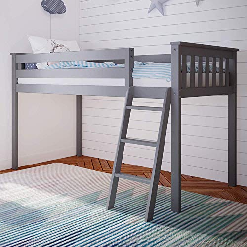 Max & Lily Low Loft Bed, Twin Bed Frame For Kids, Grey Pricepulse