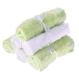 SiMignon Natural Bamboo Baby Washcloths, Extra Soft Best Gift Set for Newborn Baby Shower, Green and White 6 pk