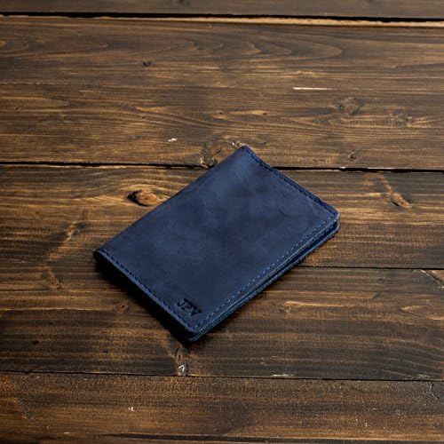 Pegai Personalized Passport Cover, Distressed Leather Passport Holder, Rustic Passport Case - DeKalb | Navy Blue