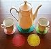 Silicone Lace Coasters from Dish It D'Lishious! Set of 5: 1 large/4 small-for Teapot & Cup Holders, Drink/Pitcher Placemat, Hot Pad, Jar Opener, Spoon Rest (Multicolor)