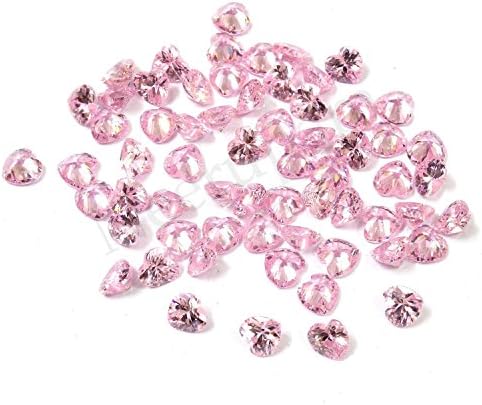 Neerupam collection Pink Colour Cubic Zirconia AAA Quality 7x7 mmDiamond Cut Heart Shape loose gemstone