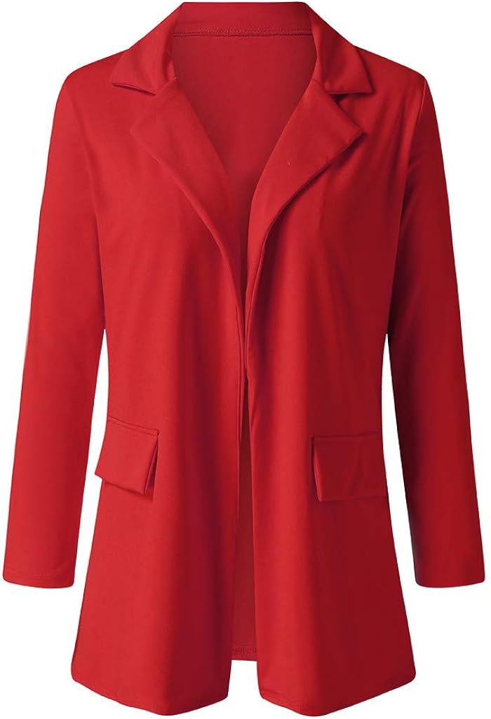 WUAI-Women Plus Size Blazers Long Open Front Work Office Stretchy Suit Jackets Cardigans Coats at  Women’s Clothing store