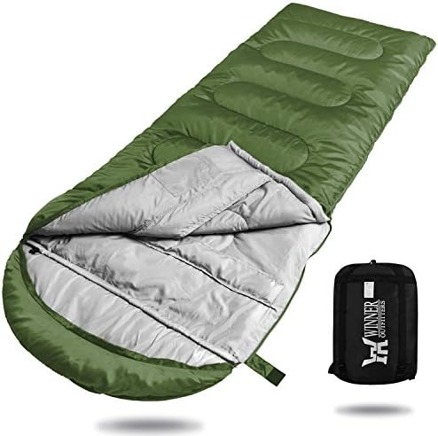 WINNER OUTFITTERS Camping Sleeping Bag, Portable Lightweight Rectangle/Mummy Backpacking Sleeping Bag with Compression Sack, 4 Season Sleeping Bags for Adults & Kids Camping Travel Summer Outdoor