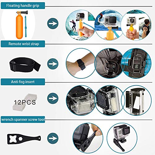 Artman Action Camera Accessories Kit for GoPro Hero 11 10 9 8 7 6 5 Black, Head Chest Strap+360