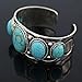 Jianxi Woman Jewelry Fashion Bohemia Style Synthetic Compressed Turquoise Bracelet Antique Rgentium Plated Base Vintage Bangle …