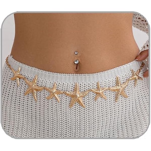 Amazon.com: Gold Metal Star Waist Chain Belt,Bikini Starfish  display picture 1