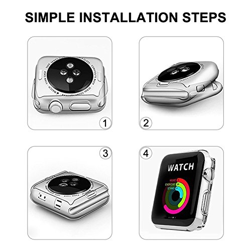 Apple series 3 screen protector 42mm (42mm Series 3/2/1 Compatible,3-Pack) Alook LiquidSkin Full Coverage Bubble-Free Screen Protector for Apple Watch Clear HD Protective Film