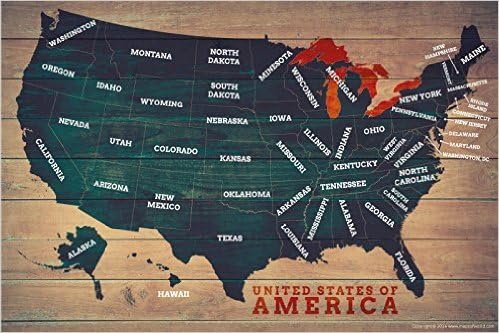 USA Wood Map (36" W x 24" H)