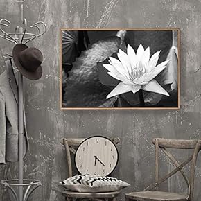 Floating Framed Canvas Wall Art for Living Room, Bedroom Black Flower Canvas Prints for Home Decoration Ready to Hang - 16x24 inches