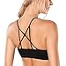 CRZ YOGA Women's Light Support Sports Bra Wirefree Cross Back Yoga Bra Top Black Medium