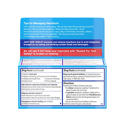 Pepcid AC Original Strength Heartburn Relief Tablets, Prevents ...