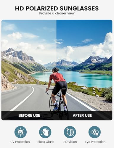 Lamicall 24g Polarized Sports Sunglasses for Men Women - [24g Ultralight] [Adjustable Nose Pad] UV400 Protection Sun Glasses for Running Cycling Baseball Fishing