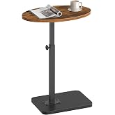 HOOBRO C Shaped End Table, Adjustable Height C Side Table Table for Sofa | Sofa Arm Table Slide Under for Small Spaces, 29 inch Adjustable C Table, Living room, Bedroom, Rustic Brown and Black
