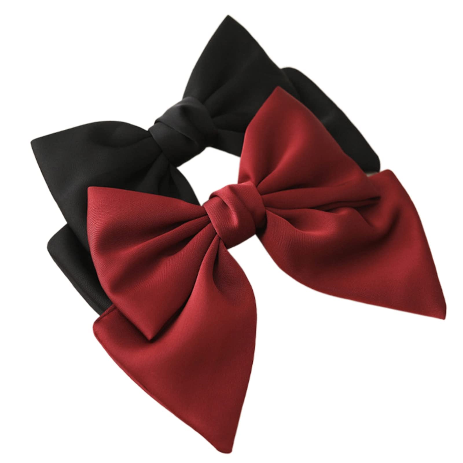 Ypkia 2 pcs Bow Black with Satin Red Large Hair Bows Clip French Barrette Hair Bow Clips for Women Girls