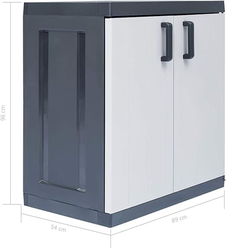 Festnight Armoire De Jardin Exterieur Armoire De Rangement De Jardin En Plastique Avec 2 Portes Et 1 Etagere Reglables 89 X 54 X 96 Cm Noir Et Gris Clair Amazon Fr Cuisine Maison