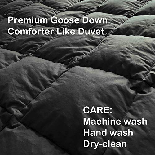 YnM Goose Down Filled Duvet Cover for Weighted Blankets (Dark Grey, 48