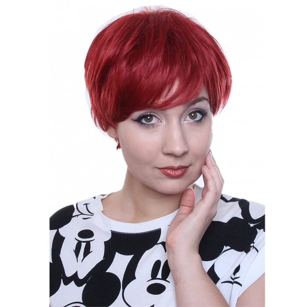 Baruisi Short Wigs for Women Red Pixie Layered Wig with Bangs Synthetic Hair Wigs Cosplay Halloween Daily Wig — image 1
