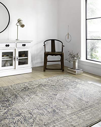 Loloi II Teagan Collection TEA-04 Sky/Natural 6'-7" x 9'-2", .25" Thick, Area R…